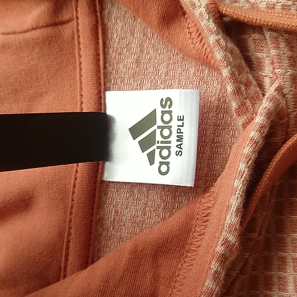 Adidas Waffle Knit Hooded Cropped Long Sleeve Pullover Pink Top Shirt New SAMPLE - Picture 4 of 7